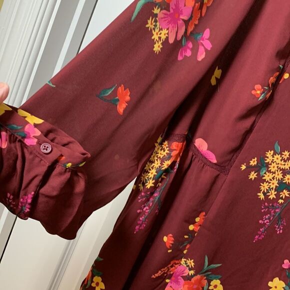 Old Navy size large BoHo floral burgundy dress NWT - Picture 3 of 11